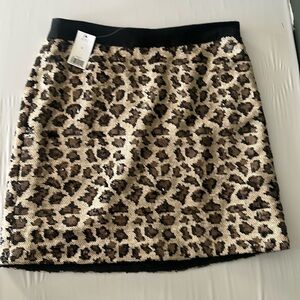 NWT BR sequins leopard mini skirt - sz 4